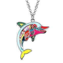 DUOWEI Emaille Tentakel Oktopus Halskette Ozean Tiere Anhänger für Frauen Mädchen Charms Ozean Schmuck Geschenke (Multi Dolphin) von DUOWEI