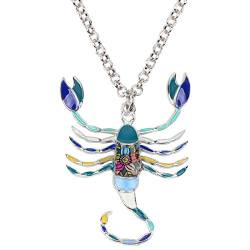 DUOWEI Fancy Scorpio Scorpion Halskette Metall Floral Emaille Zwölf Konstellationen Anhänger für Frauen Teenager Mädchen Modegeschenke (Blau) von DUOWEI