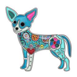 DUOWEI Floral Emaille Chihuahua Hund Brosche Revers Kleidung Schal Haustier Pin Schmuck für Frauen Teens Mädchen Neuheit Geschenke (Blau) von DUOWEI