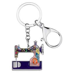 DUOWEI Nähmaschine Werkzeuge Schere Bügeleisen Schlüsselanhänger Zinklegierung Schlüsselring Tasche Charme Geschenk für Frauen Mädchen (Lila) von DUOWEI
