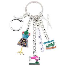 DUOWEI Nähmaschine Werkzeuge Schere Bügeleisen Schlüsselanhänger Zinklegierung Schlüsselring Tasche Charme Geschenk für Frauen Mädchen (Mehrfarbig) von DUOWEI