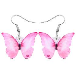 DUOWEI Niedliche Schmetterling Geschenke Acryl Schmetterling Ohrringe baumeln für Frauen Sommer Frühling Charms (Rosa) von DUOWEI