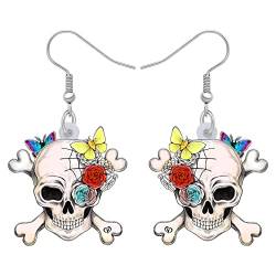 DUOWEI Süß Halloween Schmuck Geschenke für Frauen Lustige Acryl Totenkopf Ohrringe Dangle Festival Charms für Teenager Mädchen (Schädel) von DUOWEI