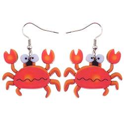 DUOWEI Süß Krabbe Ohrringe Baumeln Schmuck Meer Tiere Charms Geschenke für Frauen Teenager Mädchen (Apfelgrün) von DUOWEI