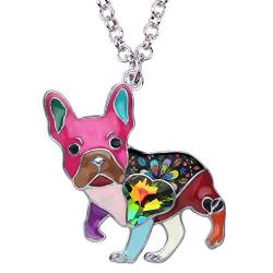 DUOWEI Süße Emaille Französische Bulldogge Halskette Hund Anhänger Schmuck Geschenke für Damen Mädchen Charms (Mehrfarbig) von DUOWEI