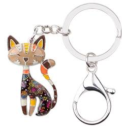 DUOWEI Süße Katze Schlüsselanhänger Schlüsselringe Zierliche Katzen Geschenke für Damen Mädchen Tasche Brieftasche Auto Charms (Braun) von DUOWEI