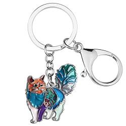 DUOWEI Süße Katze Schlüsselanhänger Schlüsselringe Zierliche Katzen Geschenke für Damen Mädchen Tasche Brieftasche Auto Charms (Cherry) von DUOWEI