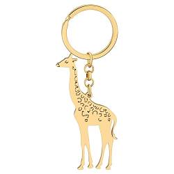 DUOWEI Süße Paar Geschenk Giraffe Schlüsselanhänger Schlüsselring Giraffe Schmuck Rucksack Giraffen Charme für Freund Freund Ihn Ihr (Gold) von DUOWEI