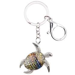 DUOWEI Süße Schildkröte Schlüsselanhänger Schlüsselring Schildkröten Deko Meeresschildkröte Geschenke für Damen Damen Mädchen (Gelb) von DUOWEI