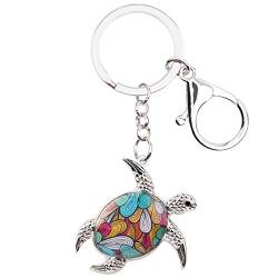 DUOWEI Süße Schildkröte Schlüsselanhänger Schlüsselring Schildkröten Deko Meeresschildkröte Geschenke für Damen Damen Mädchen (Orange) von DUOWEI