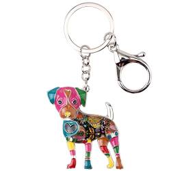 DUOWEI Süßr Jack Russell Hund Schlüsselanhänger für Welpen Haustiere Schlüsselanhänger Auto Geldbörse für Frauen Teenager Mädchen Charm Geschenke (Mehrfarbig) von DUOWEI