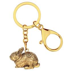 DUOWEI Vintage Osterhase Schlüsselanhänger Ring Bunny Rabbit Tasche Geldbeutel Charms für Damen Mädchen Geschenke (Gold) von DUOWEI