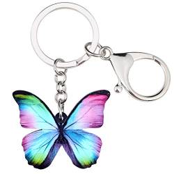 DUOWEI Vivid Acryl Morpho Monarch Schmetterling Schlüsselanhänger Handtasche Charm Ringe Sommer Geschenk für Damen (Mehrfarbig) von DUOWEI