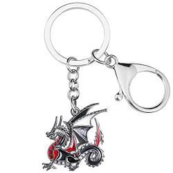 DUOWEI Zierliche Emaille Fliegender Drachen Schlüsselanhänger Dragon Schlüsselring Geldbörse Handtasche Charm Geschenke für Damen Mädchen (Dunkelheit) von DUOWEI