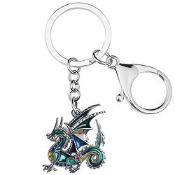 DUOWEI Zierliche Emaille Fliegender Drachen Schlüsselanhänger Dragon Schlüsselring Geldbörse Handtasche Charm Geschenke für Damen Mädchen (Grün) von DUOWEI