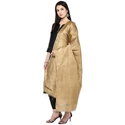 DUPATTA BAZAAR Damen Gold Seide Dupatta (Gold, freie Größe) von DUPATTA BAZAAR