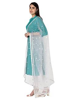 Dupatta Bazaar Verziertes Silbernetz für Damen, silber, Einheitsgröße von DUPATTA BAZAAR