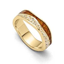 DUR Damen Ring"Wellen"mit Bernstein, vergoldet aus 925er Silber Größe 60 (19.1) R5685.60, 60 (19.1) von DUR Schmuck