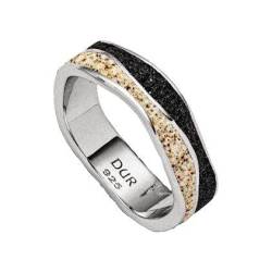 DUR Damen Ring"Welle Sand/Lavasand" aus 925er Silber Größe 64 (20.4) R5591.64, 64 (20.4) von DUR