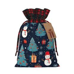 DURAGS Blau Weihnachten Schneemann Chic Patchwork Kordelzug Geschenk Stoffbeutel Festival Geschenk, Perfekt Für Besondere Anlässe von DURAGS