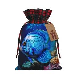 DURAGS Blue Ocean Unterwasserfisch, schickes Patchwork-Design, mit Kordelzug, Geschenktasche für Festivals, perfekt für besondere Anlässe, Blue Ocean Unterwasserfisch1, 1 Count (Pack of 1) von DURAGS