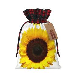 DURAGS Geschenktasche mit Sonnenblumen-Hintergrund, schickes Patchwork-Design, Kordelzug, Geschenktasche für Festivals, perfekt für besondere Anlässe von DURAGS