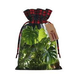 DURAGS Monstera Deliciosa Geschenktasche mit Kordelzug, Motiv: Bananenpalme, schick, Patchwork, Geschenktasche für Festivals, perfekt für besondere Anlässe, Monstera Deliciosa Bananenpalme 1, 1 Count von DURAGS