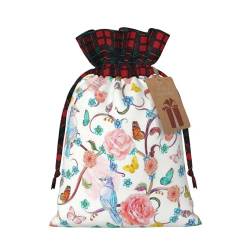 DURAGS Romantische Fancy Blumen Vögel Schmetterling Chic Patchwork Kordelzug Geschenk Bag-Tuch Geschenk Tasche Für Festivals, Perfekt Für Besondere Anlässe von DURAGS