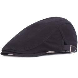 DURINM Barett Cap Herren Schiebermütze chirmmütze Gatsby Schiebermütze Herren Barett Cap Herbst Winter Schirmmützen Cabbie Hunter Hat (schwarz) von DURINM