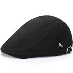 DURINM Barett Cap Herren Schiebermütze chirmmütze Gatsby Schirmmütze Newsboy Flat Cap Schiebermütze Herren Bakerboy Hat Shelby Mütze Ballonmütze Barett Cap Ivy Gatsby Cap (Schwarz -1) von DURINM