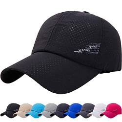 DURINM Baseball Cap Unisex Classic Masche Baseball Kappe Herren Atmungsaktive Schnell Trocknend Basecap Mesh Freizeit UV Baseballmütze Verstellbar Sport Cap (schwarz) von DURINM