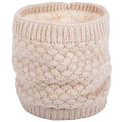 DURINM Halswärmer Loop Schal Fleecefutter Schal herren Warme Loop Schal Strickschal mit Fleecefutter Winter Warme Nackenwärmer für Herren und Damen (Beige) von DURINM