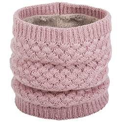 DURINM Halswärmer Loop Schal Fleecefutter Schal herren Warme Loop Schal Strickschal mit Fleecefutter Winter Warme Nackenwärmer für Herren und Damen (Rosa) von DURINM