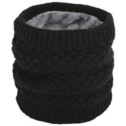 DURINM Halswärmer Loop Schal Fleecefutter Schal herren Warme Loop Schal Strickschal mit Fleecefutter Winter Warme Nackenwärmer für Herren und Damen (Schwarz) von DURINM