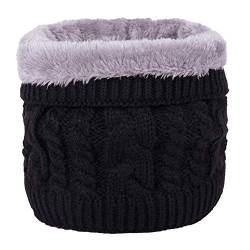 DURINM Halswärmer Loop Schal Fleecefutter Strickschal Schlauchschal Warme Loop Schal Strickschal mit Fleecefutter Winter Warme Nackenwärmer für Herren und Damen (Schwarz) von DURINM