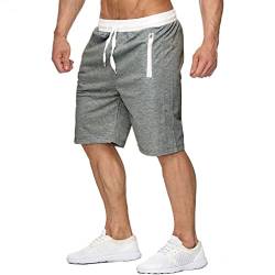 DURINM Herren Gittergewebe Sportlich Kurze Hose Laufen Trainieren Fitness Sport Shorts Herren Schnell Trocknend Kurze Hose Mit Tasche Fitness Training Outdoor Sporthose mit Elastische Taille von DURINM