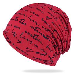 DURINM Sportmütze Herren Damen Beanie Mütze Chemo Hut Frau Hut Spitzen Kopftuch Super Weich Slouchy Turban Kopfbedeckungen Kopf Wraps (rot) von DURINM