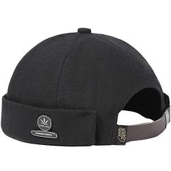 Docker Cap Seemannsmütze Docker Mütze Trawler Fischer Mütze Ohne Schirm Rollmütze Watch Cap Commando Work Beanie Corduroy Docker Leon Brimless Hat Rolled Cuff Harbour Hat (Ahornblatt - Schwarz) von DURINM