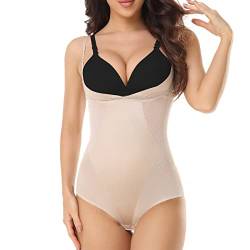 DUROFIT Body Shaper Damen Figurformender Shapewear Miederbody Bauchweg Formend Formender Shaping Bodysuit Nathlos Unterwäsche Unterbrust Beige M von DUROFIT