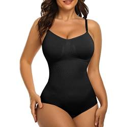 DUROFIT Figurformender BH Body Shaper Miederbody Bauchweg Stark Formend Formender Formbody Bodys Shapewear Damen Nathlos Shaping Bodysuit Unterwäsche ohne Bügel Schwarz L von DUROFIT