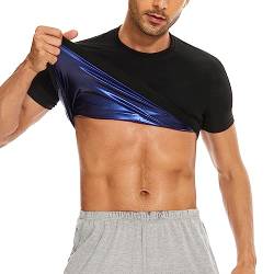 DUROFIT Sauna Shirt Herren Schweiß Weste Männer Sauna Hemd Body Shaper Workout Sport T-Shirt Laufshirt Funktionsshirt Nahtlos Oberteile Saunaweste Kompression Shirt Thermo Sauna Effekt Schwarz 2XL von DUROFIT