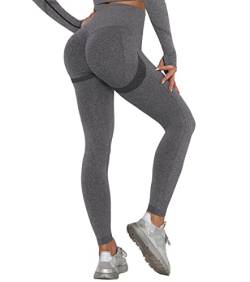 DUROFIT Scrunch Butt Leggings Damen High Waist Sport Leggings Po Push Up Leggings Booty Lift Leggins Gym Leggings Ruched Sporthose Grau L von DUROFIT