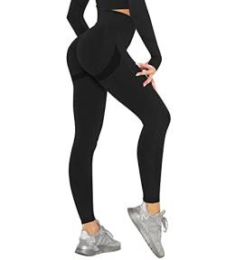 DUROFIT Scrunch Butt Leggings Damen High Waist Sport Leggings Po Push Up Leggings Booty Lift Leggins Gym Leggings Yoga Pants Ruched Sporthose Schwarz S von DUROFIT