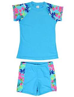 DUSISHIDAN Jungen Mädchen Schwimmbekleidung UV Schutz badeshirt Kinder Bademode Bade-Set Blau S von DUSISHIDAN