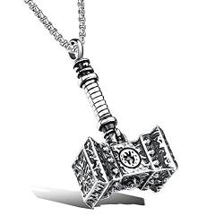 DUTACK Herren Edelstahl Odin 's Symbol des nordischen Wikingers Schmuck Thor Hammer Halskette Gothic Punk Exquisite Mjolnir Halskette, Zink von DUTACK