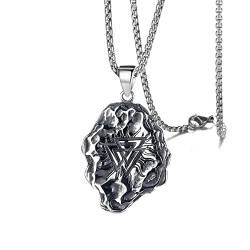 DUTACK Nordischer Wikinger-Kompass Rune Totem Anhänger Halskette Vintage Odin Keltischer Knoten Halskette Herren Punk Schmuck, Edelstahl von DUTACK