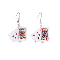 Einfache Emaille Spielkarte Ohrringe Mode Poker Metall Baumeln Ohrring Für Frauen Party Ohr Zubehör Schmuck Ohrstecker Geschenke, Zink von DUTACK