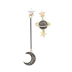 Saturn Mond Sterne Tropfen Ohrringe Boho Vintage Punk Asymmetrische Strass Ohrringe für Frauen Schmuck von DUTACK