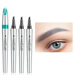 Waterproof 3D Eyebrow Pencil,Eyebrow Pencil with 4 Micro-Fork Tip,Makeup Applicator Tattoo Smudge Proof Brow Marker, Lasting Waterproof Natural Eyebrow Hair (Smoky Grey) von DUTACK