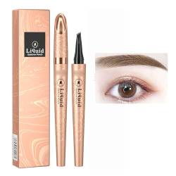 Waterproof 3D Eyebrow Pencil,Eyebrow Pencil with 4 Micro-Fork Tip,Waterproof Long-Lasting Smudge-Resistant Brow Pen, Long-lasting Eyebrow Pen for Daily Natural Look (Light Coffee) von DUTACK